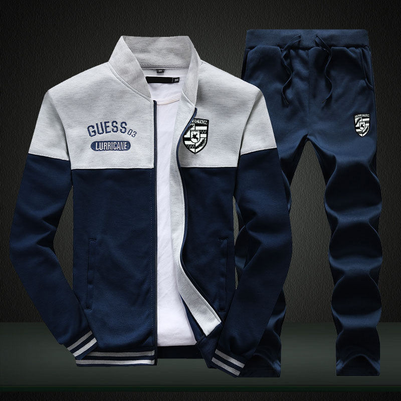 Survêtement homme style baseball, couleurs contrastées, bleu
