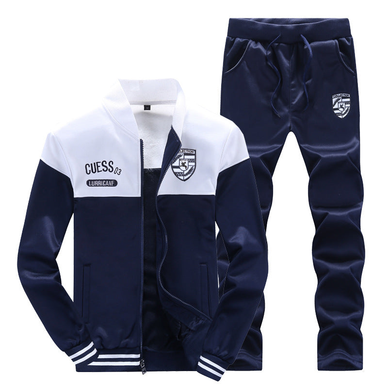 Survêtement homme style baseball, couleurs contrastées, blanc