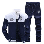 Survêtement homme style baseball, couleurs contrastées, blanc