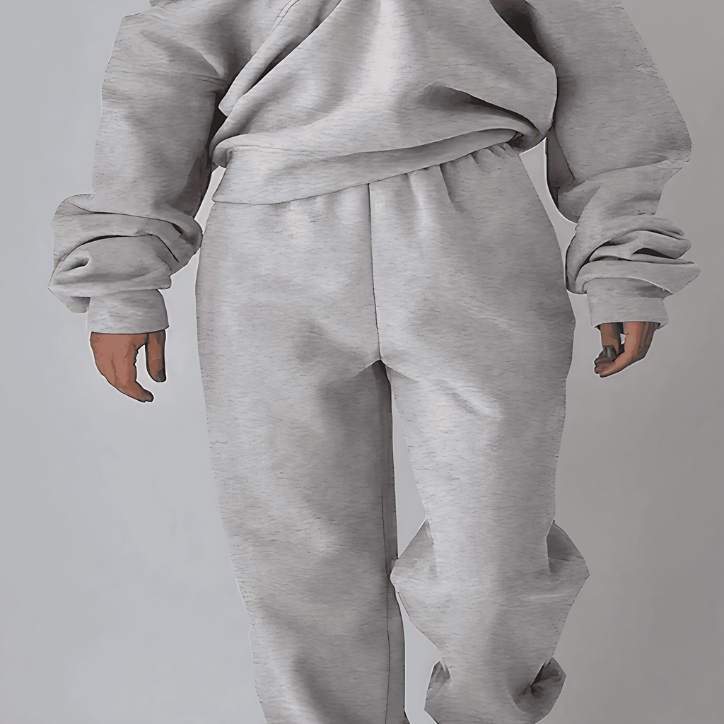 Survêtement femme doublé polaire, sweat zippé et pantalon, gris