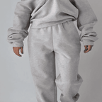 Survêtement femme doublé polaire, sweat zippé et pantalon, gris