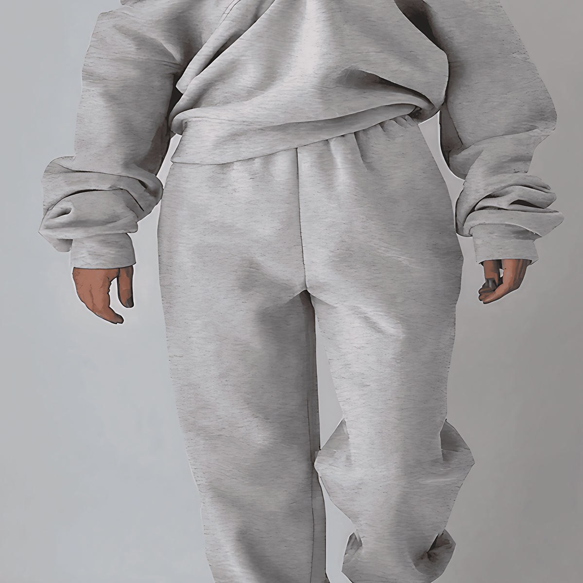 Survêtement femme doublé polaire, sweat zippé et pantalon, gris