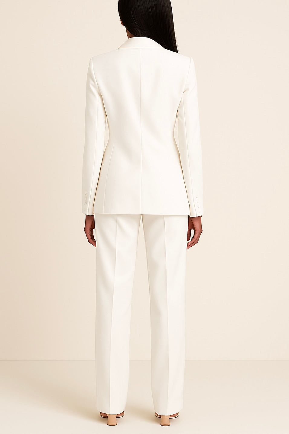 Tailleur pantalon femme, veste cintrée et pantalon large, six coloris