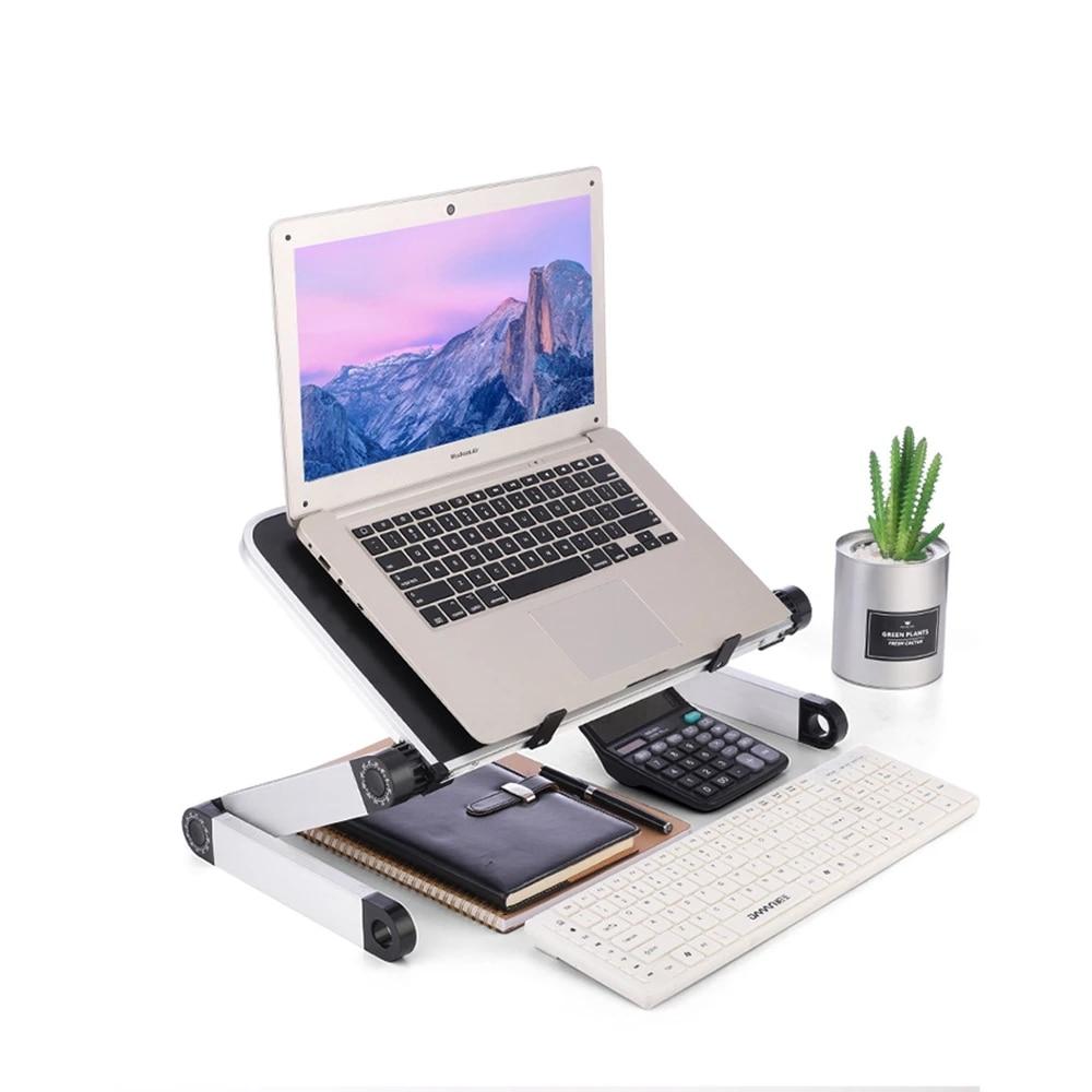 Support d'ordinateur portable réglable et pliable, en aluminium, blanc
