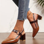 Escarpins orthopédiques femme bout pointu, bride arrière, talon bloc