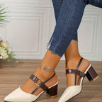 Escarpins orthopédiques femme bout pointu, bride arrière, talon bloc