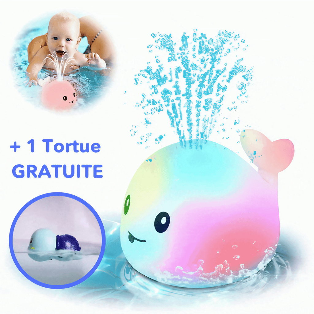 Jouet de bain baleine lumineuse à jet d'eau pour bébé