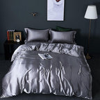 Parure de lit en satin 4 pièces, treize coloris, argent foncé