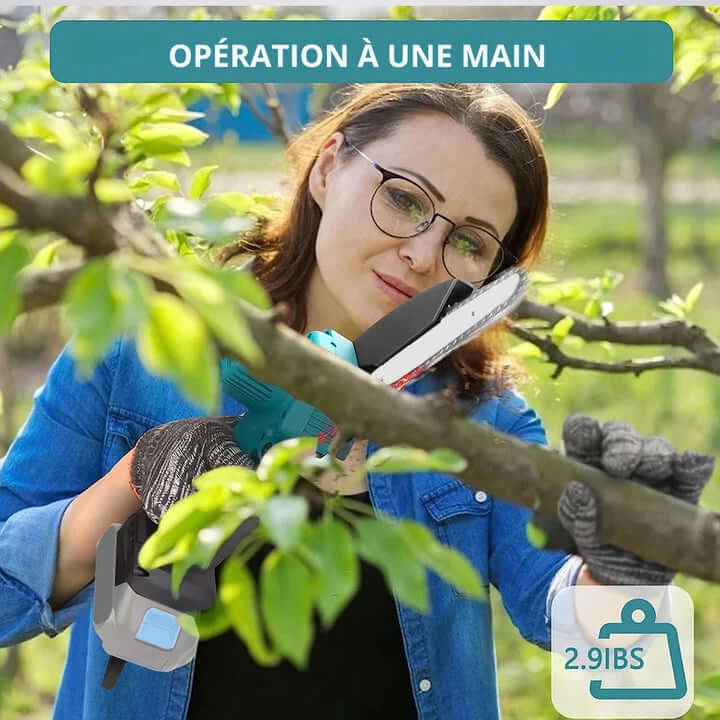Mini tronçonneuse à une main, 1,2 kg, coupe jusqu'à 15 cm