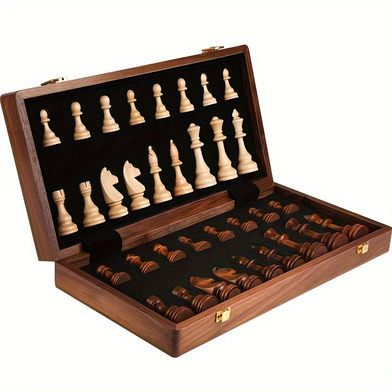 Jeu d'échecs en bois massif, avec deux dames supplémentaires