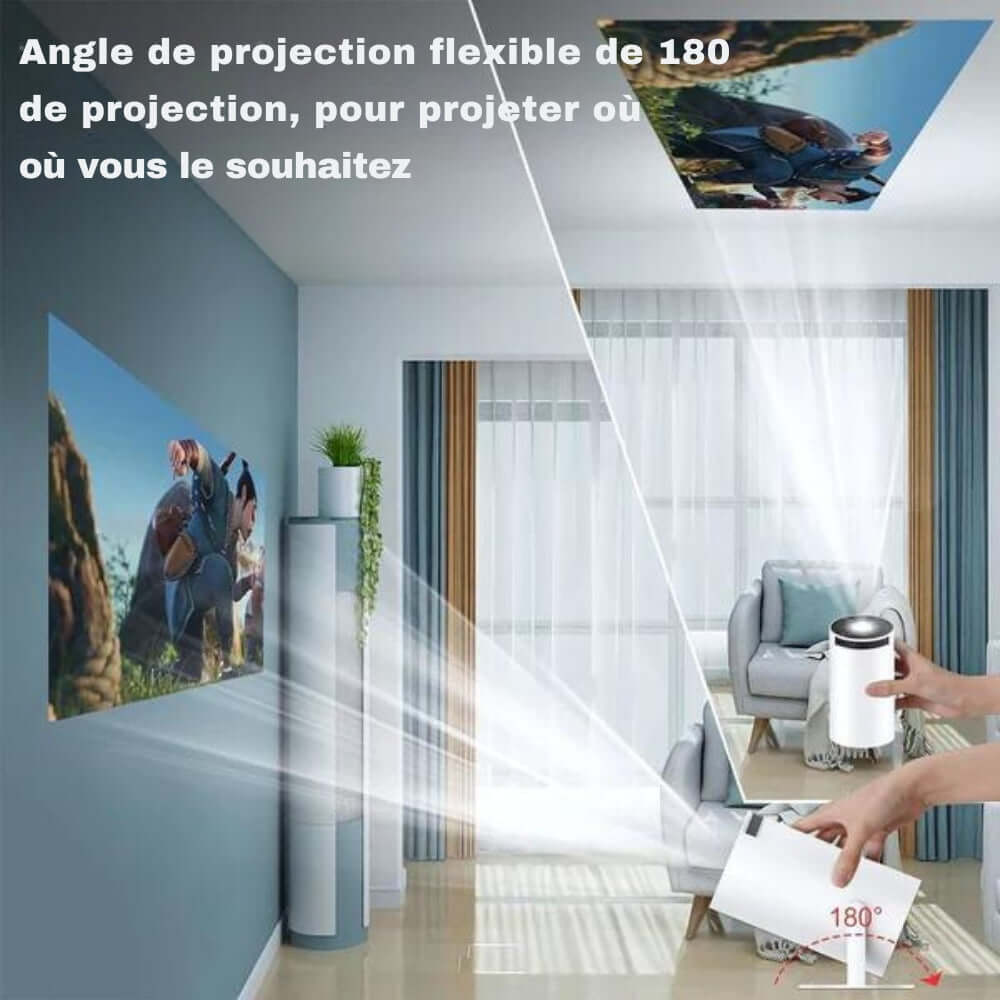 Mini vidéoprojecteur portable WiFi 6 et Bluetooth, image 130 pouces