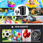 Gonfleur électrique sans fil rechargeable USB, trois embouts