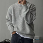 Pull homme en tricot fin, noir ou gris, du S au 3XL, gris