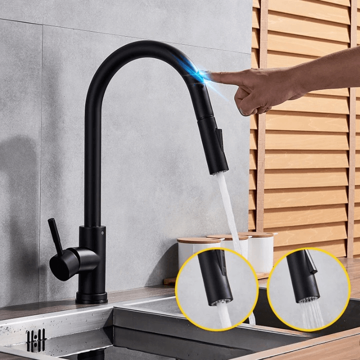 Mitigeur de cuisine tactile à douchette extractible, acier inoxydable