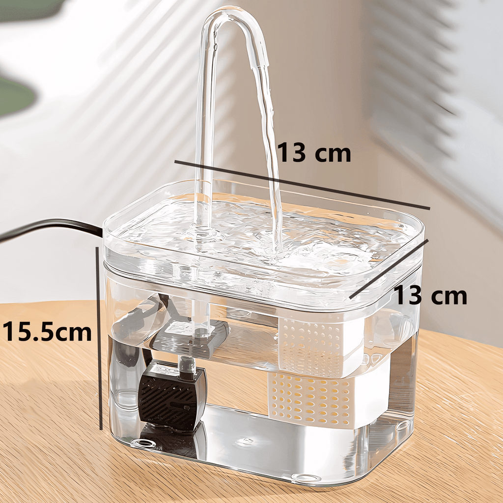 Fontaine à eau pour chat et chien avec filtre, 1,5 L, transparente