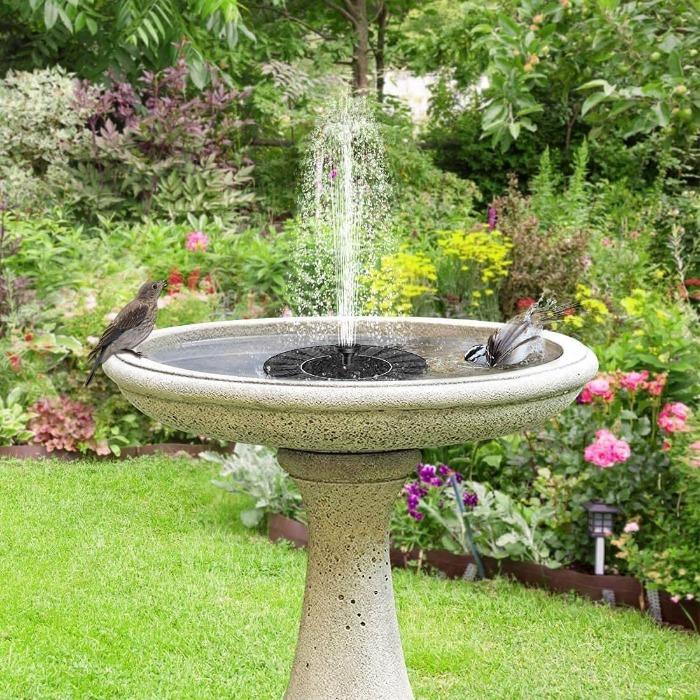 Fontaine solaire de jardin avec buses réglables, sans branchement