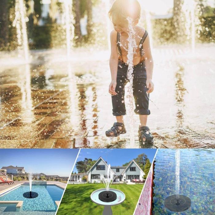 Fontaine solaire de jardin avec buses réglables, sans branchement