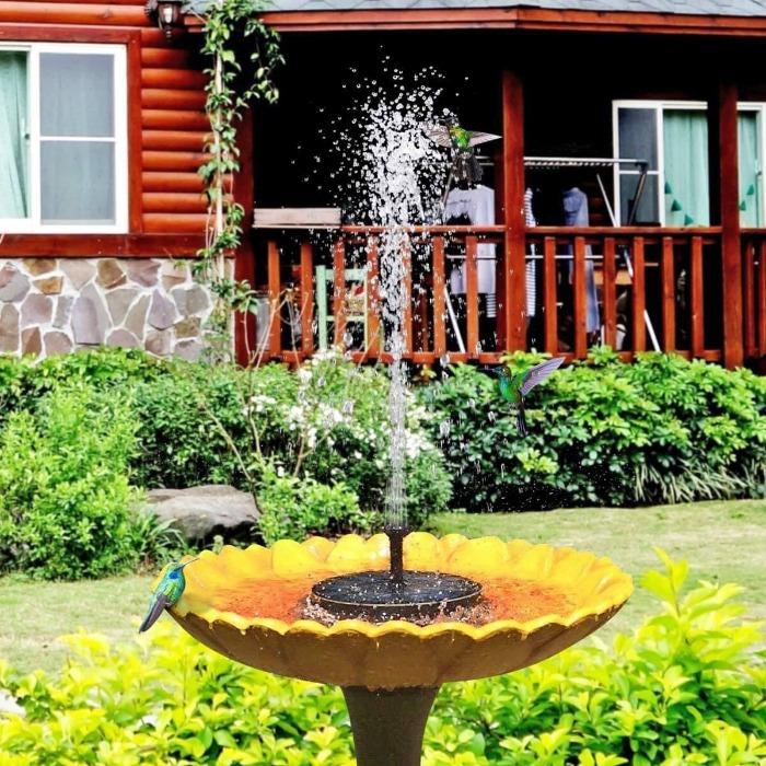 Fontaine solaire de jardin avec buses réglables, sans branchement