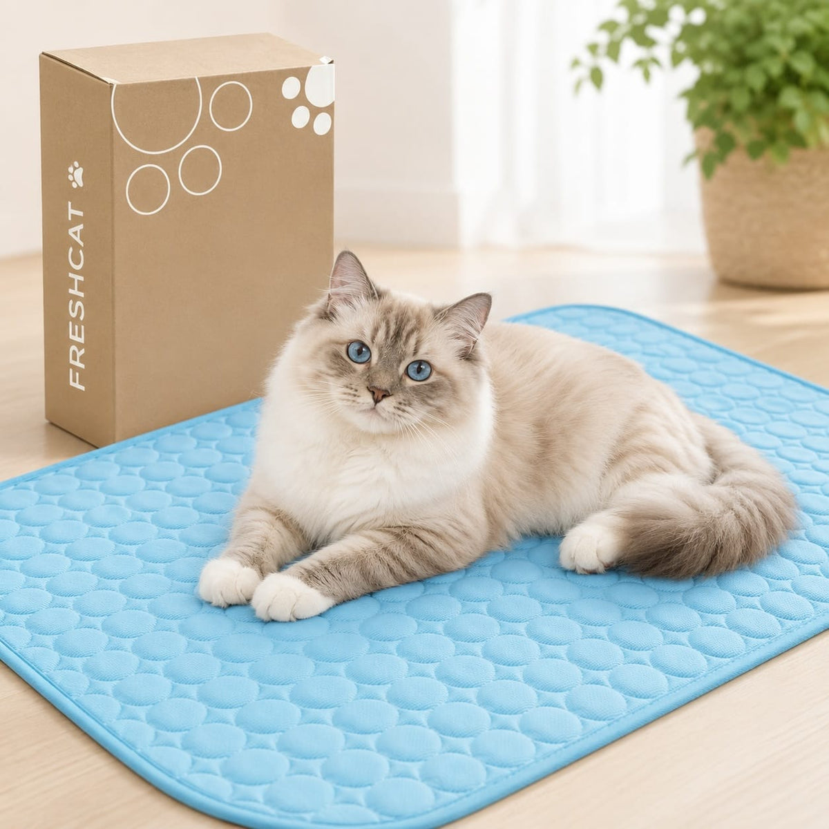 Tapis rafraîchissant pour chat sans électricité, trois tailles, bleu