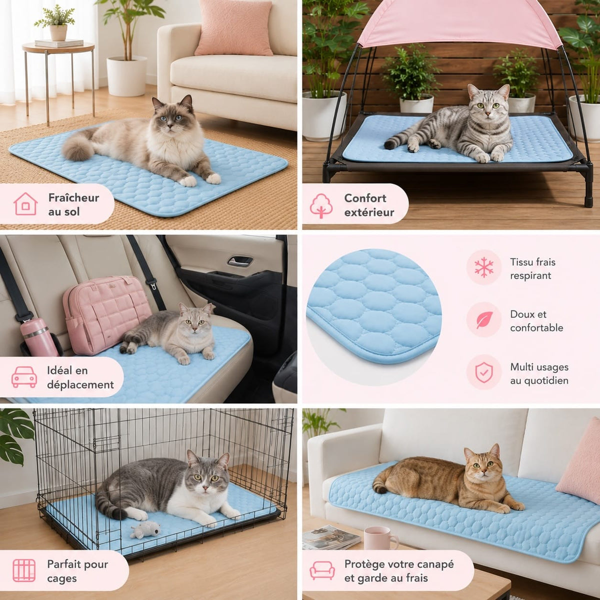 Tapis rafraîchissant pour chat sans électricité, trois tailles