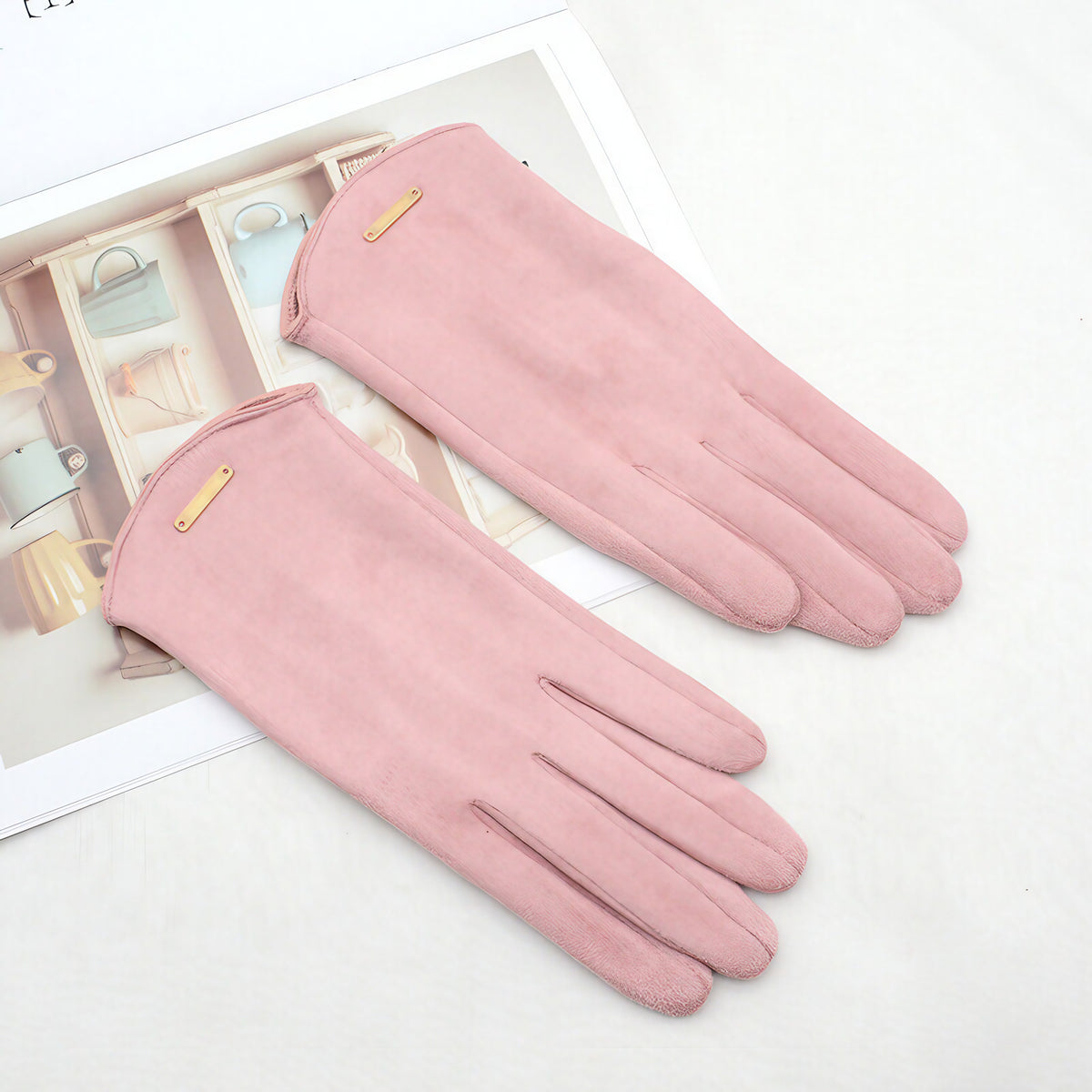 Gants tactiles femme pour l'hiver, six coloris, rose