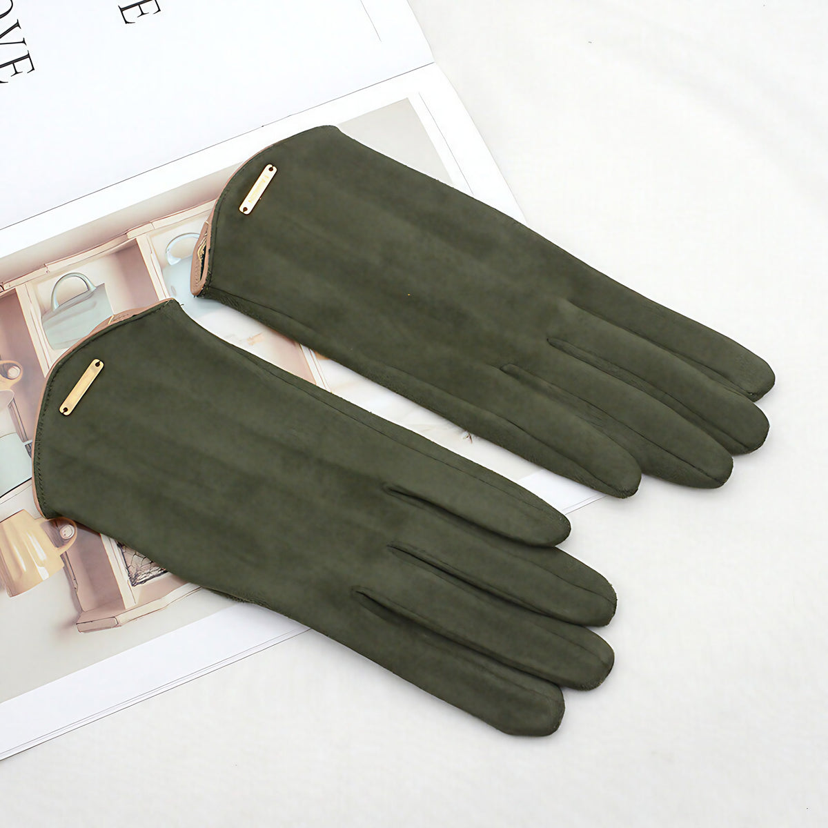 Gants tactiles femme pour l'hiver, six coloris, vert
