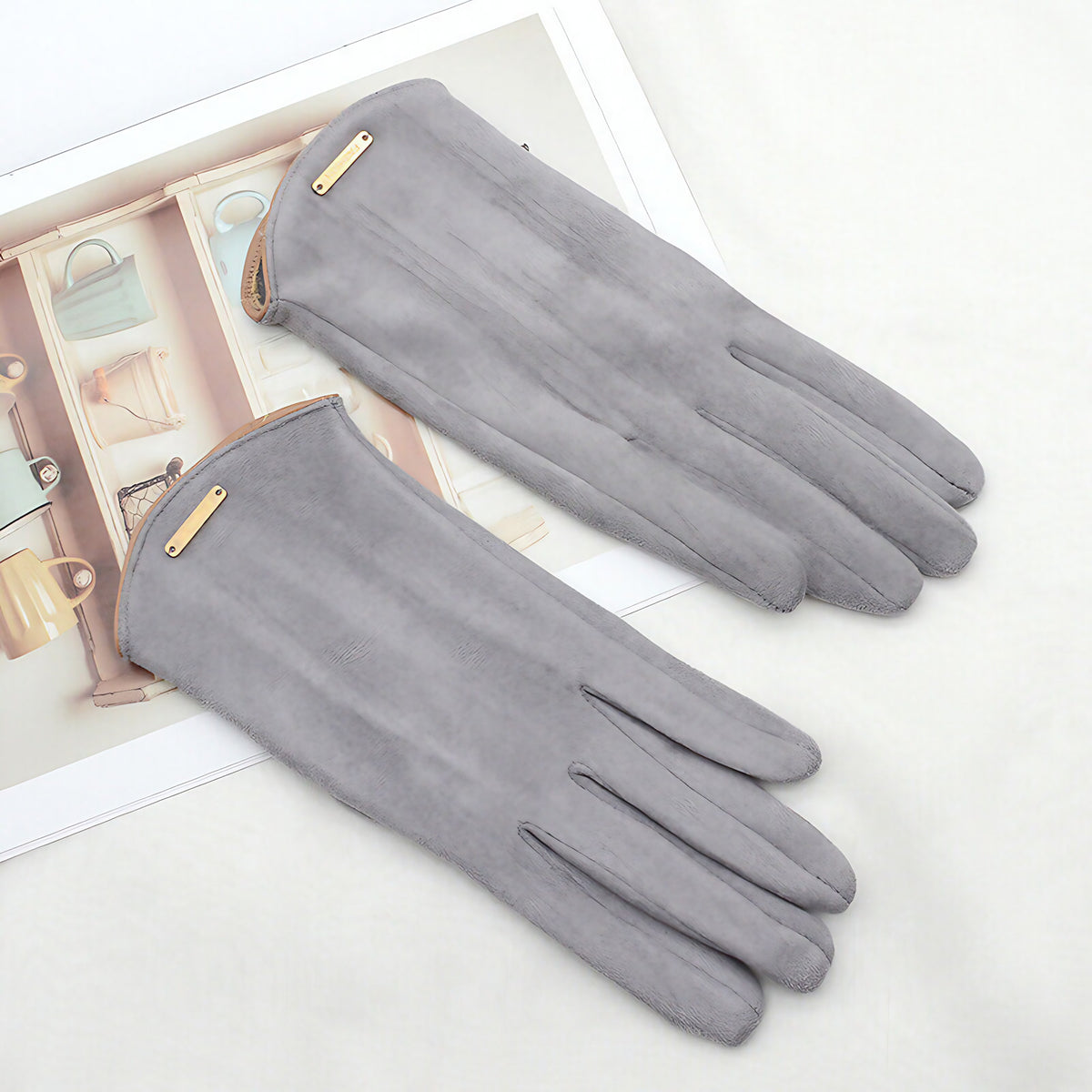 Gants tactiles femme pour l'hiver, six coloris, gris
