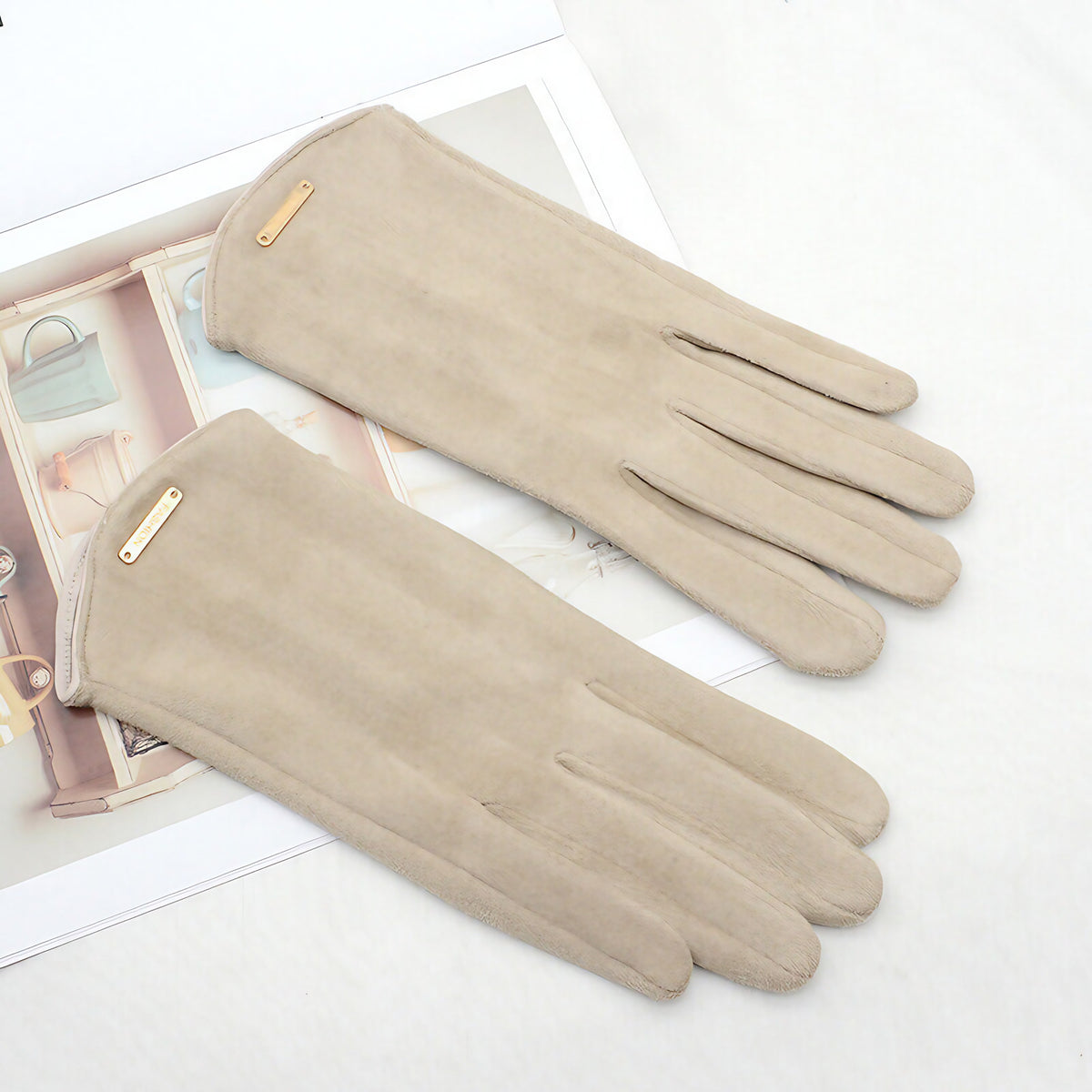 Gants tactiles femme pour l'hiver, six coloris, beige