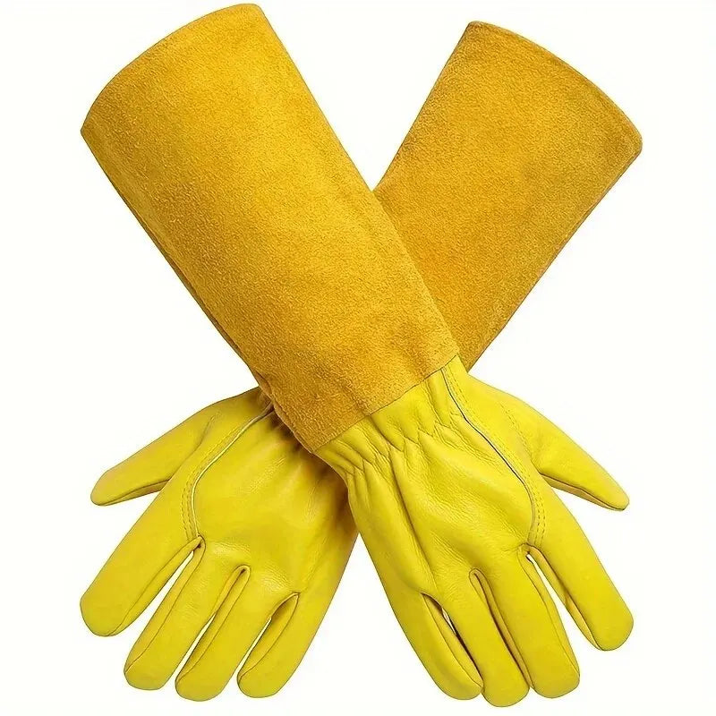 Gants de jardinage longs anti-épines en cuir de vachette, M ou L