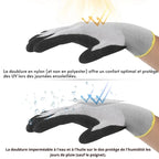 Gants de travail en nylon enduit nitrile, hydrofuges, mixtes