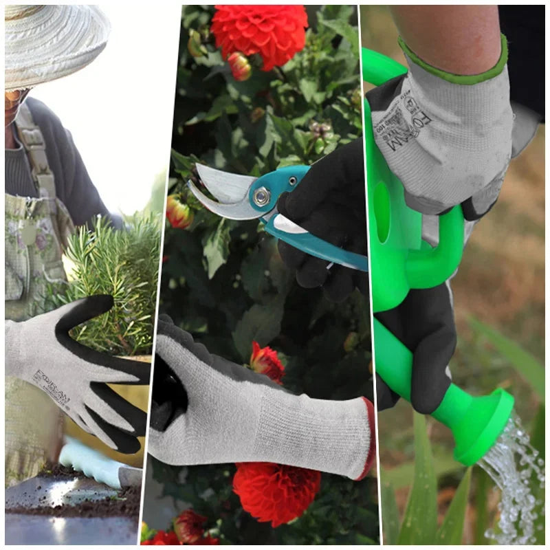Gants de travail en nylon enduit nitrile, hydrofuges, mixtes