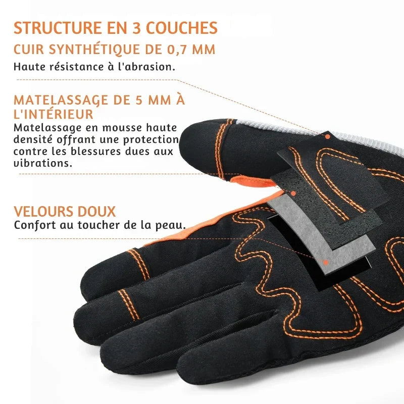 Gants de protection mixtes tactiles, paume similicuir 0,7 mm