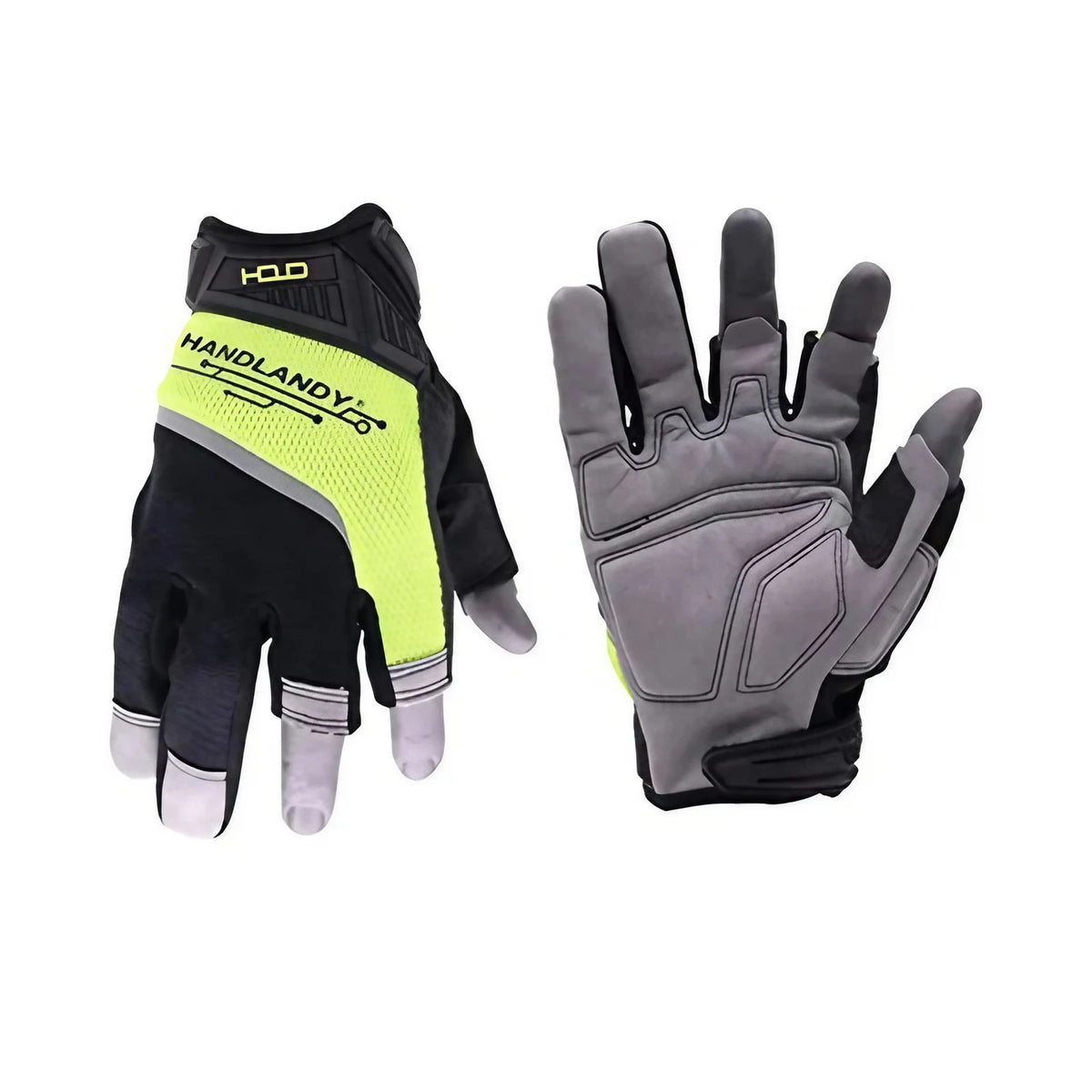 Gants de travail demi-doigt homme, paume rembourrée