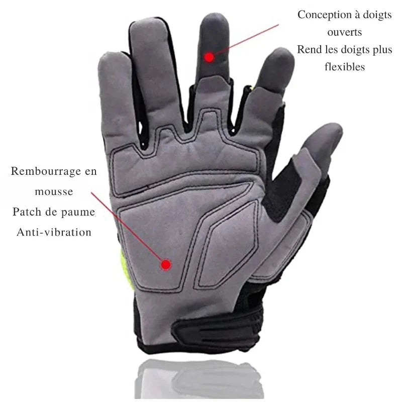 Gants de travail demi-doigt homme, paume rembourrée