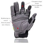 Gants de travail demi-doigt homme, paume rembourrée