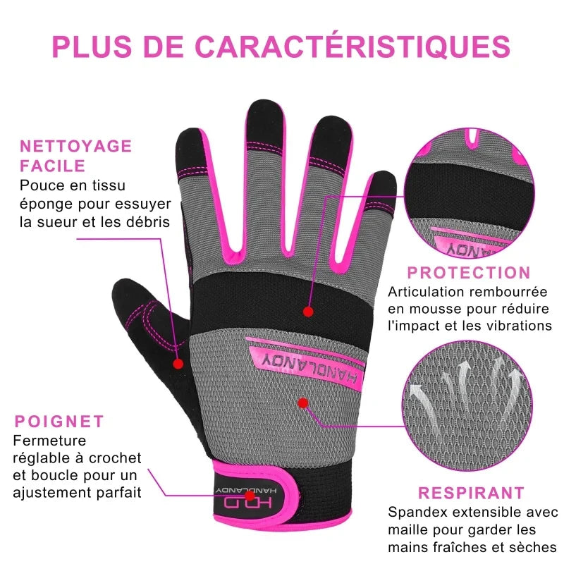 Gants de travail femme tactiles et respirants, du S au L