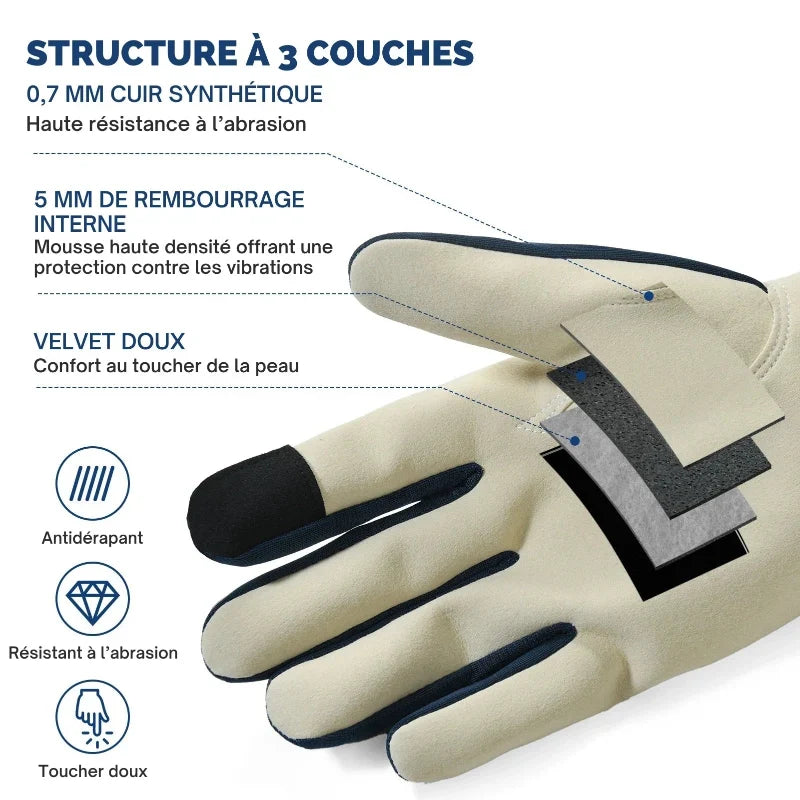 Gants de travail légers à paume renforcée, pouce et index tactiles