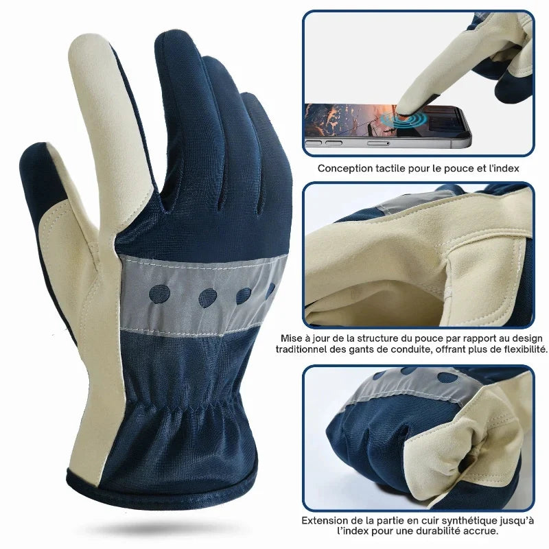 Gants de travail légers à paume renforcée, pouce et index tactiles