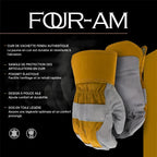 Gants de travail unisexe en cuir de vachette fendu