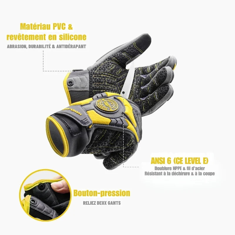 Gants de travail anti-coupure et tactiles, PVC et silicone