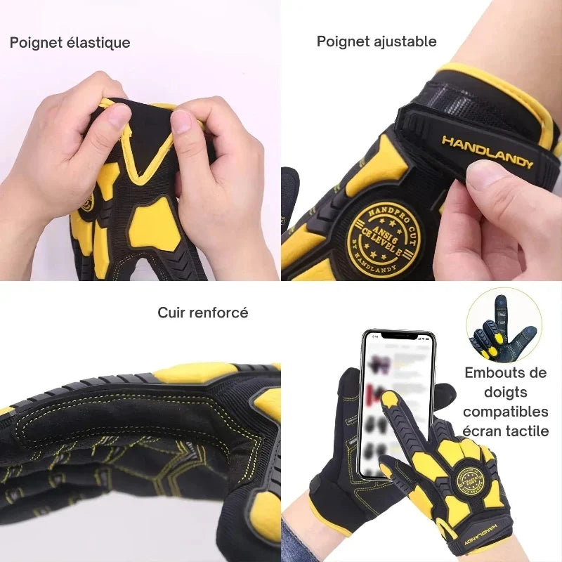 Gants de travail anti-coupure et tactiles, PVC et silicone