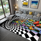 Tapis trompe-l'œil géométrique, six motifs, trois formats