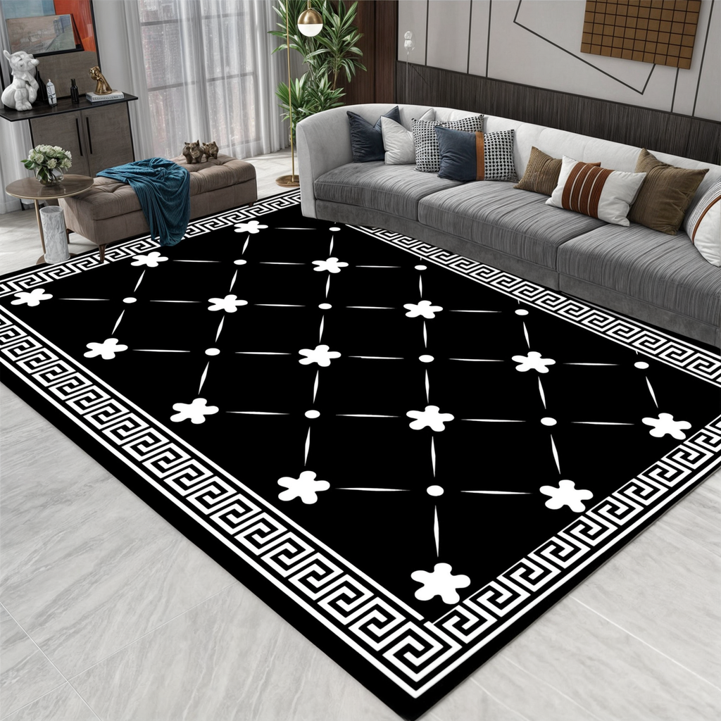 Tapis trompe-l'œil géométrique, six motifs, trois formats