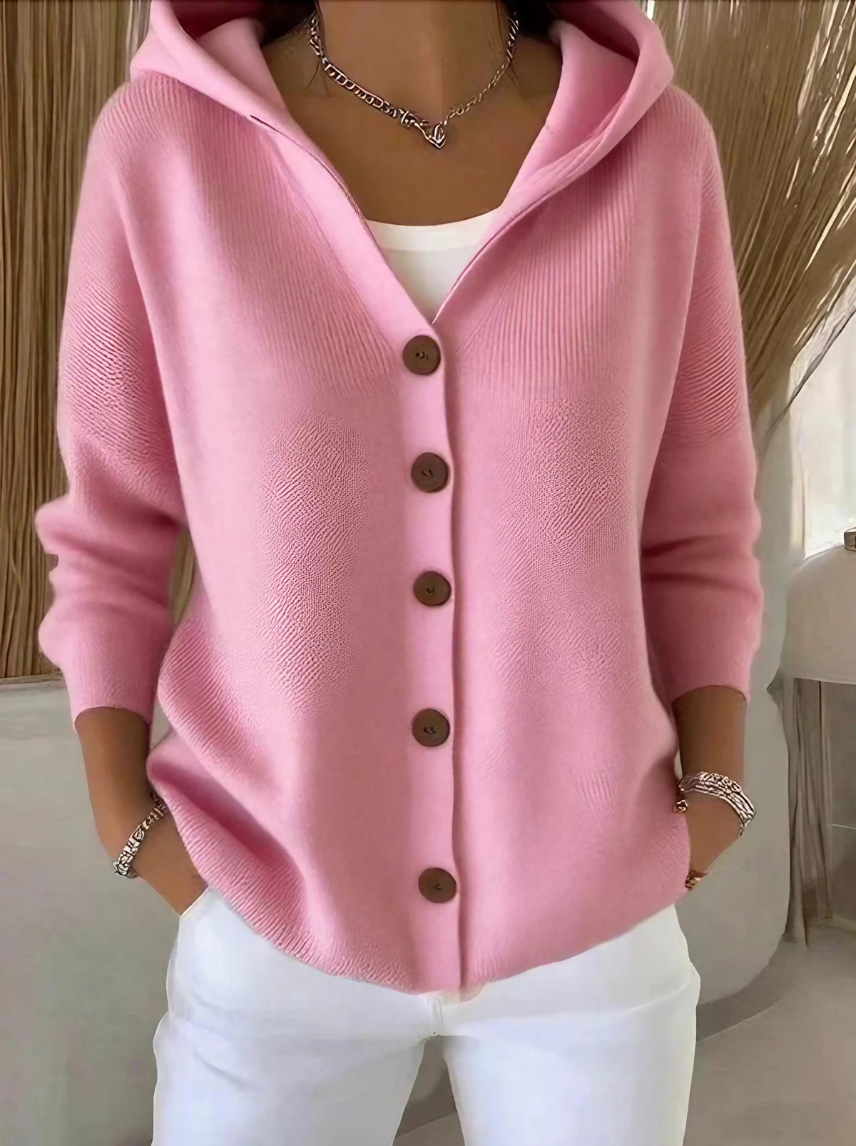 Gilet à capuche femme boutonné, du S au 5XL, quatre coloris, rose