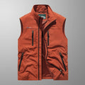 Gilet sans manches homme multipoches zippées, du XS au 4XL, orange