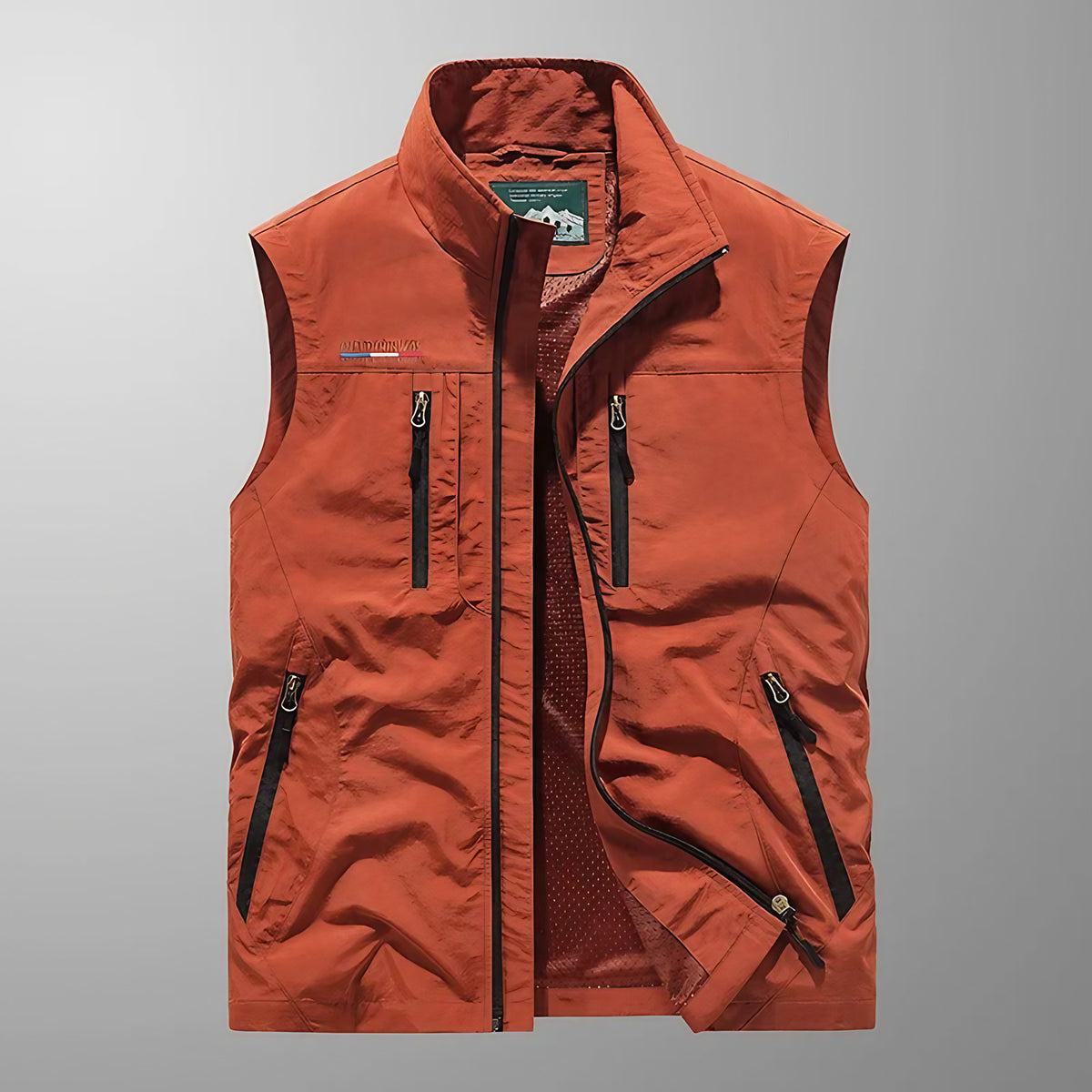 Gilet sans manches homme multipoches zippées, du XS au 4XL, orange