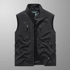 Gilet sans manches homme multipoches zippées, du XS au 4XL, noir