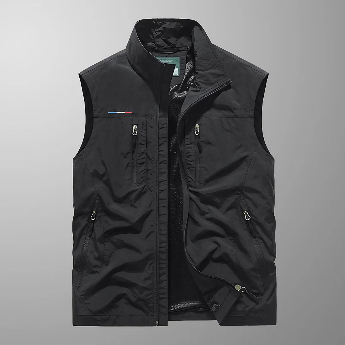 Gilet sans manches homme multipoches zippées, du XS au 4XL, noir