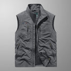 Gilet sans manches homme multipoches zippées, du XS au 4XL, gris