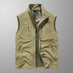 Gilet sans manches homme multipoches zippées, du XS au 4XL, kaki